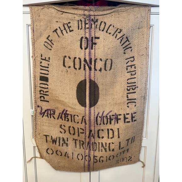Jute Burlap Coffee Bag Sack Democratic Republic of Congo Arabica Coffee JL - Picture 2 of 3